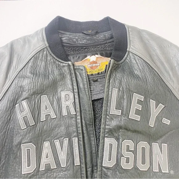 Harley Davidson 100th Anniversary Leather Bomber Jacket Size Medium - Picture 3 of 12